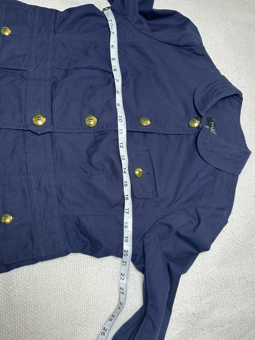 Talbots Petites Navy Blue Utility Jacket - Gold Button Detail - Size 14P